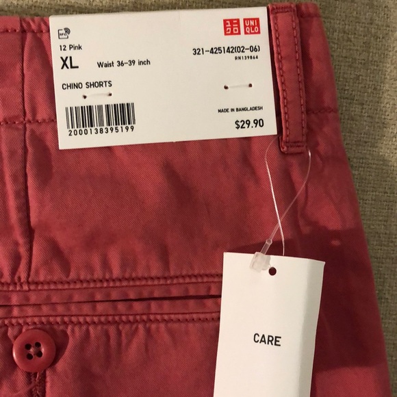 NWT Men’s Pink Uniqlo Chino Shorts XL - Picture 3 of 3